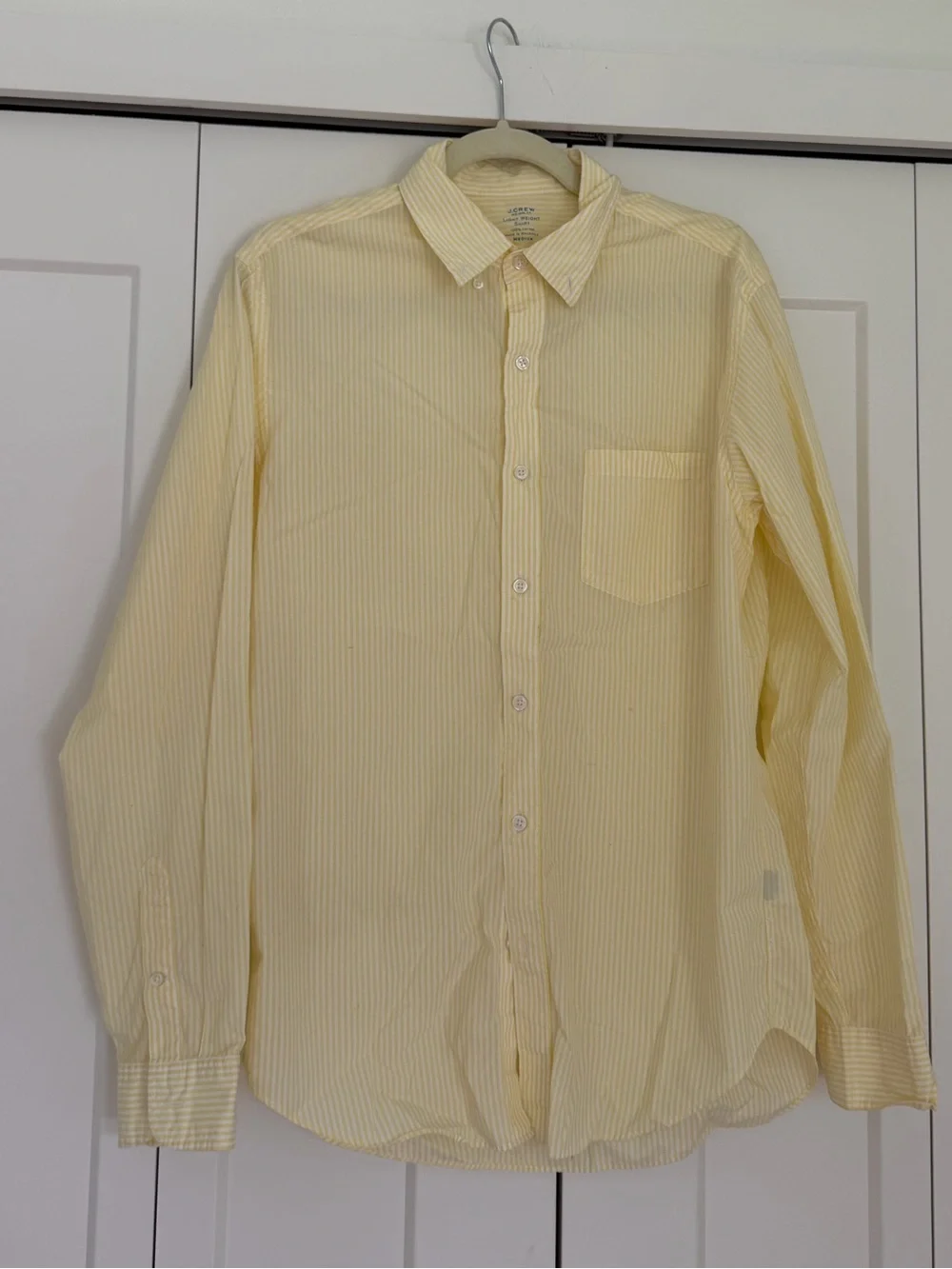 J Crew Men's Yellow Light Weight Stripe Button-Up Shirt